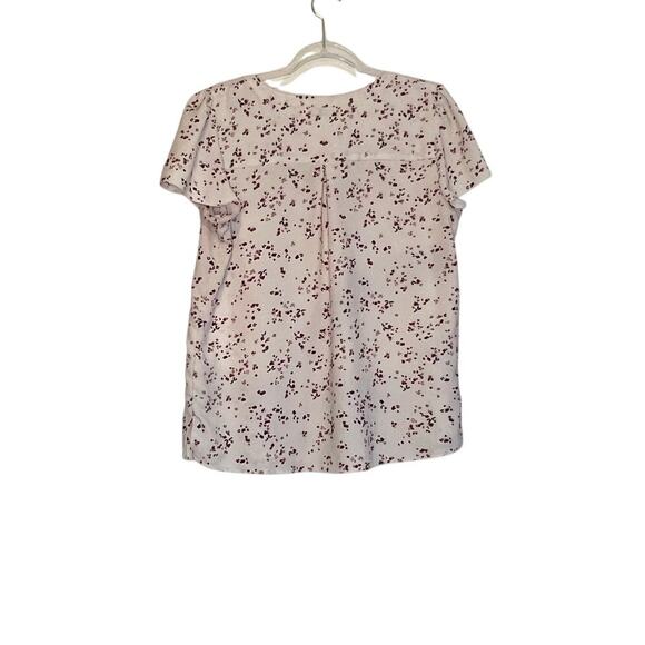 Hilary Radley Flutter Sleeve Vneck Pink Floral Blouse M - Picture 3 of 3